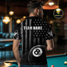 Load image into Gallery viewer, Custom American Flag 8 Ball Billiard Shirts for Men, Billiard Team Polo &amp; 1/4 Zip Shirts NNT64