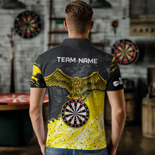 Load image into Gallery viewer, Personalized Yellow Black Eagle Dartboard Dart Polo &amp; Quarter Zip For Men Custom Team Dart Jerseys TDM3521