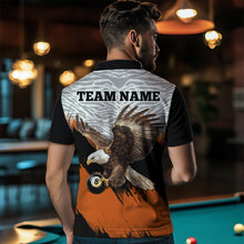 Load image into Gallery viewer, Funny Eagle Personalized Orange Camo Billiard 8 Ball Team Shirts For Men Billiard League Polo &amp; 1/4 Zip Shirt NNT28