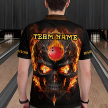 Load image into Gallery viewer, Skull Bowling Shirt For Men Flame Bowling Team League Jersey Custom Bowling Polo Shirt BDT333