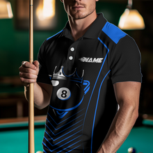Load image into Gallery viewer, Customized Blue 8 Ball Pool Crown Men&#39;s Billiard Shirts, Billiard Team Shirts Polo &amp; 1/4 Zip Shirts NNT37