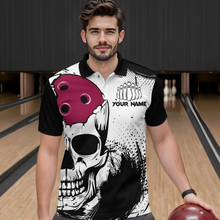 Load image into Gallery viewer, Personalized Bowling Shirt Skull Bowling Team Jersey Polo Shirt for Men QZT275