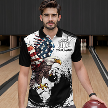 Load image into Gallery viewer, Personalized Eagle Bowling Shirts Patriotic Bowling Jersey for Men Polo Shirt QZT307