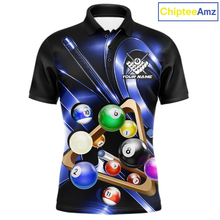Load image into Gallery viewer, Custom Ball Pool Shirts Blue Billiard Shirt for Men Billiard Team Jersey Billiard League NNT180