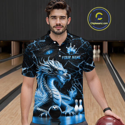 Ice Dragon Bowling Shirt Custom Bowling Team League Polo Bowling Jersey Bowlers Gift QZT692