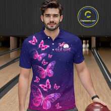 Load image into Gallery viewer, Purple Butterflies Bowling Shirts for Women Men Team Custom Bowling Jerseys MBL135