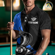 Load image into Gallery viewer, Custom Blue Cobra Snake 8 Ball Pool Billiard Shirts for Men Team Polo &amp; 1/4 Zip Shirts NNT57