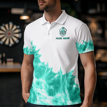 Load image into Gallery viewer, Icy Turquoise Light White Darts Polo &amp; Quarter Zip Custom Dart Shirts For Men Team Darts Jerseys  TDM3682
