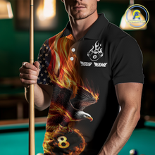 Load image into Gallery viewer, Custom Flaming US Flag Eagle Billiard Jersey for Men Billiard Shirt Billiard Gifts Polo &amp; 1/4 Zip NNT58