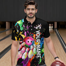 Load image into Gallery viewer, Colorful Bowling Shirt Bowling Jersey Men Personalized Bowling Team Jersey Polo &amp; 1/4 Zip HNT33