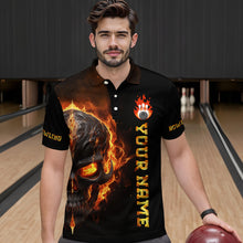 Load image into Gallery viewer, Skull Bowling Shirt For Men Flame Bowling Team League Jersey Custom Bowling Polo Shirt BDT333