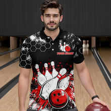 Load image into Gallery viewer, Red Watercolor Bowling Shirts Men Women Team Custom Bowling Polo &amp; 1/4 Zip Shirt MBL60