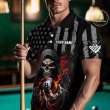 Load image into Gallery viewer, US Flag Skull Billiard Team Jersey for Men Billiard Shirt Polo &amp; 1/4 Zip NNT40