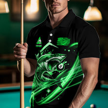 Load image into Gallery viewer, Green 8 Ball Pool Billiard Shark Polo &amp; Quarter Zip For Men Custom Team League Billiard Jersey TDM3732