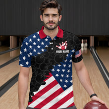 Load image into Gallery viewer, Personalized Patriotic Cat Bowling Shirt Polo American Bowling Jersey for Men Women QZT673