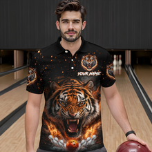 Load image into Gallery viewer, Custom Flame Tiger Bowling Shirt Orange Polo Bowling Jersey for Men and Women Gifts QZT639
