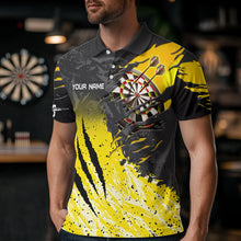 Load image into Gallery viewer, Personalized Yellow Black Eagle Dartboard Dart Polo &amp; Quarter Zip For Men Custom Team Dart Jerseys TDM3521