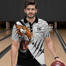 Load image into Gallery viewer, Black &amp; White Bowling Shirt Tiger Bowling Team Jersey Polo Bowling for Men &amp; Women QZT641
