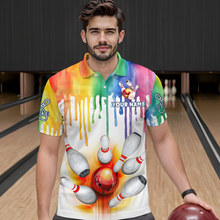 Load image into Gallery viewer, Rainbow Bowling Shirt for Men Women Personalized Polo Bowling Jersey Bowling Outfit QZT680