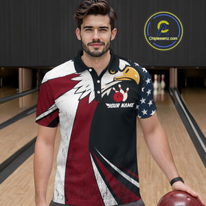 Eagel Bowling Custom Men Bowling Shirt Polo & Quarter-Zip Bowling Team Jerseys HNT63
