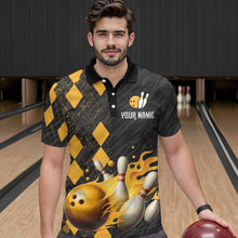 Load image into Gallery viewer, Flame Yellow Bowling Team Shirt Custom Bowling Jersey for Men Women Flame Polo Shirt QZT679