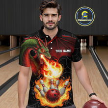 Load image into Gallery viewer, Flaming Dragon Bowling Shirt Custom for Men Women Bowling Team League MBL88