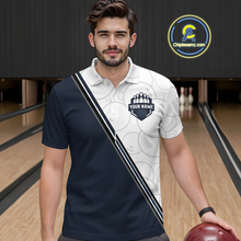 Load image into Gallery viewer, Dark Blue Bowling Custom Men Bowling Shirt Polo &amp; Quarter-Zip Bowling Team Jerseys HNT64