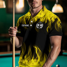 Load image into Gallery viewer, Personalized Yellow Flaming Billiard Jerseys 9 Ball Pool Billiard Shirts for Men Team Polo &amp; 1/4 Zip Shirt NNT32
