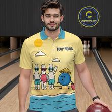 Load image into Gallery viewer, Summer Bowling Shirt Custom Polo Bowling Jersey Funny Bowling Pins and Ball QZT695