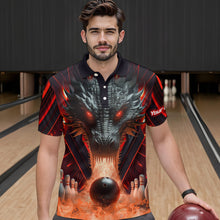 Load image into Gallery viewer, Red &amp; Black Flame Dragon Bowling Shirt Polo Bowling Team League for Men Women Bowling Gifts QZT668