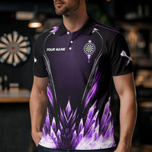 Load image into Gallery viewer, Personalized Purple Icy Dartboard Custom Darts Polo &amp; Quarter Zip For Men, Team Dart Jersey Outfit TDM3671