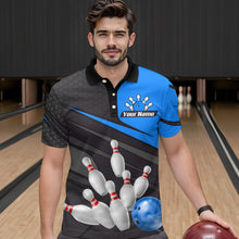 Load image into Gallery viewer, Blue Bowling Shirt for Men&amp;Women Team Bowling Jersey Colorful Bowling Polo &amp; 1/4 Zip MBL49