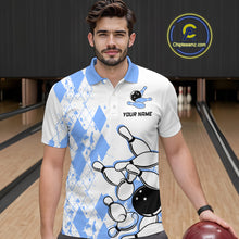 Load image into Gallery viewer, Blue Vintage Bowling Custom Men Bowling Shirt Polo &amp; Quarter-Zip Bowling Team Jerseys HNT68