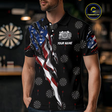 Load image into Gallery viewer, American Flag Scratch Darts Shirt For Men Custom Patriotic Dart Team Jersey Polo &amp; 1/4 Zip TDM4031