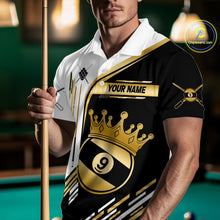 Load image into Gallery viewer, Personalized Golden 9 Ball Pool Crown Billiard Shirt For Men Custom Billiard Team Jerseys Uniform TDM4183