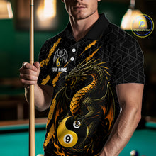Load image into Gallery viewer, Custom Yellow Black Yin Yang 8 Ball &amp; 9 Ball Dragon Billiard Shirts For Men |Pool Team Jerseys TDM3958
