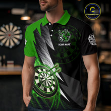 Load image into Gallery viewer, Personalized Striking Black And Green Flaming Dragon Dart Shirts For Men Custom Dart Team Jerseys TDM4299