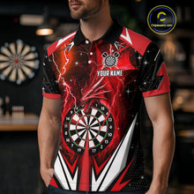 Load image into Gallery viewer, Red Darts Jerseys Custom Thunder Lightning Dragon Dart Shirt Team Polo &amp; Quarter Zip For Men TDM4315