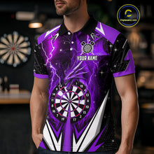 Load image into Gallery viewer, Purple Darts Jerseys Custom Thunder Lightning Dragon Dart Shirt Team Polo &amp; Quarter Zip For Men TDM4316