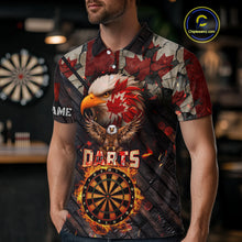 Load image into Gallery viewer, Canada Flag 3D Dartboard Fire Flame Custom Eagle Darts Shirt For Men, Patriotic Darts Team Jersey TDM4148