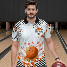 Load image into Gallery viewer, Orange Bowling Shirts Custom Watercolor Bowling Jersey for Men Women with Team Name MBL53