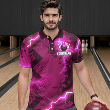Load image into Gallery viewer, Thunder Lightning Bowling Shirt Pink Bowling Jersey Men Women Team Bowling Shirts MBL64