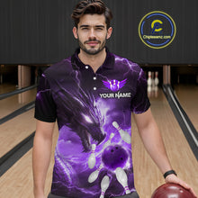 Load image into Gallery viewer, Custom Dragon Bowling Shirt Purple Thunder Bowling Jersey for Men Women Team MBL82