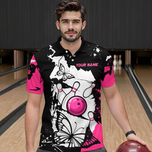 Load image into Gallery viewer, Custom Pink Butterflies Bowling Shirt for Men Women Team Bowling Polo&amp;Quater Zip MBL76