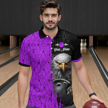 Load image into Gallery viewer, Purple Eagle Bowling Custom Men Bowling Shirt Polo &amp; Quarter-Zip Bowling Team Jerseys HNT49