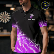 Load image into Gallery viewer, Purple Icy Lights Mens Darts Polo &amp; Quarter Zip Custom Dart Shirts For Team Darts Jerseys Outfit TDM4149