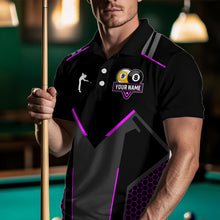 Load image into Gallery viewer, Personalized Billiard 8 Ball &amp; 9 Ball Pool Polo, 1/4 Zip For Men Custom Team Billiard Jersey|Purple TDM3582