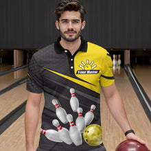 Load image into Gallery viewer, Yellow Bowling Shirt for Men&amp;Women Team Bowling Jersey Colorful Bowling Polo &amp; 1/4 Zip MBL49