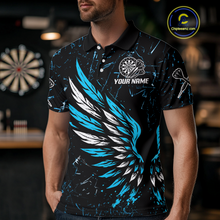 Load image into Gallery viewer, Custom White-Blue Wings Grunge Style Dart Shirt For Men, Dart Team Jerseys NYN0110