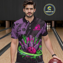 Load image into Gallery viewer, Custom Colorful Bowling Men Shirts Bowling Uniform Polo &amp; 1/4 Zip Bowling Team Jerseys HNT99